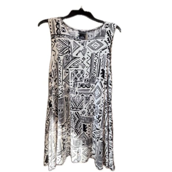 Citiknits black and white tribal print sleeveless tunic medium - Picture 1 of 5